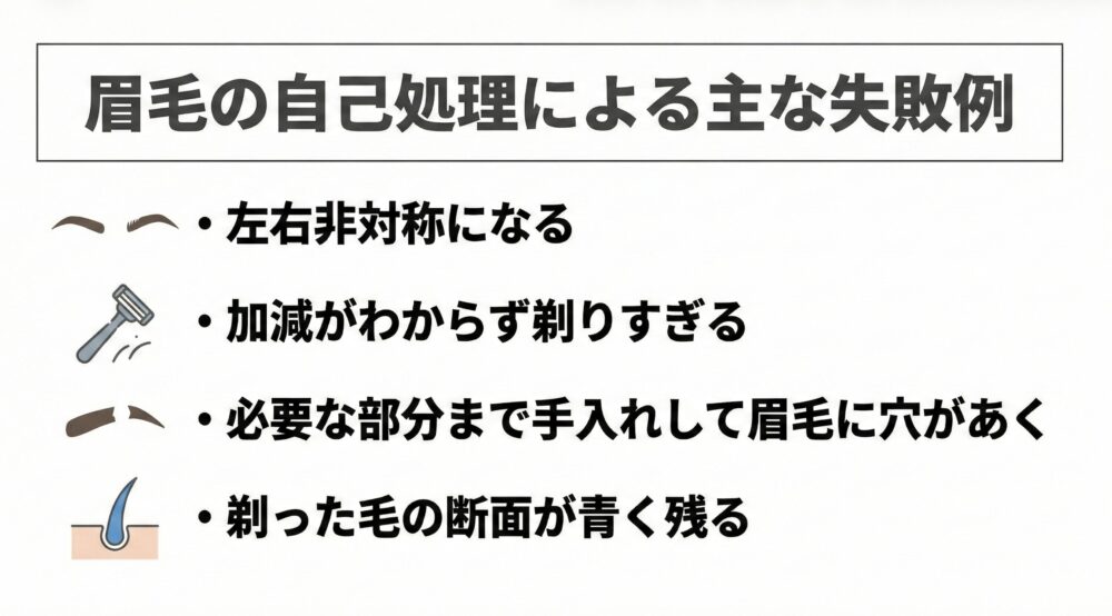 眉毛の自己処理による主な失敗例